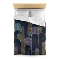 Navy Blue Art Deco Bedding, Poly or Cotton Comforter or Duvet Cover, Pillow Shams