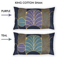 Navy Blue Art Deco Bedding, Poly or Cotton Comforter or Duvet Cover, Pillow Shams