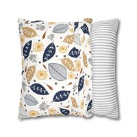 White pillow cover with botanical design