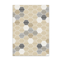 Neutral Geometric Area Rug – Hexagon Leaf Pattern