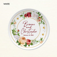 Personalized red, peach and white floral plate