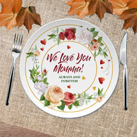 Personalized white floral plate for Mother's Day