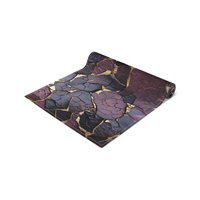 Purple and Gold Kintsugi Style Cotton Table Runner rolled up