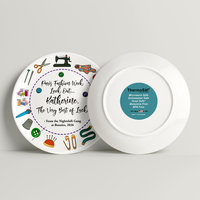Personalized Sewing Plate, Retirement or Graduation Gift front and back