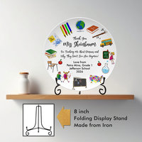 Personalized Teacher Appreciation Gift Plate with Display Stand 