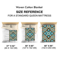 Southwestern Woven Cotton Blanket, Diamonds Pattern size chart