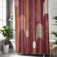 Red Wine Minimalist Art Deco Shower Curtain
