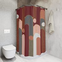 Red Wine Minimalist Art Deco Shower Curtain