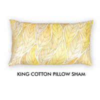 Yellow Ombré Leaves King Cotton Pillow Sham