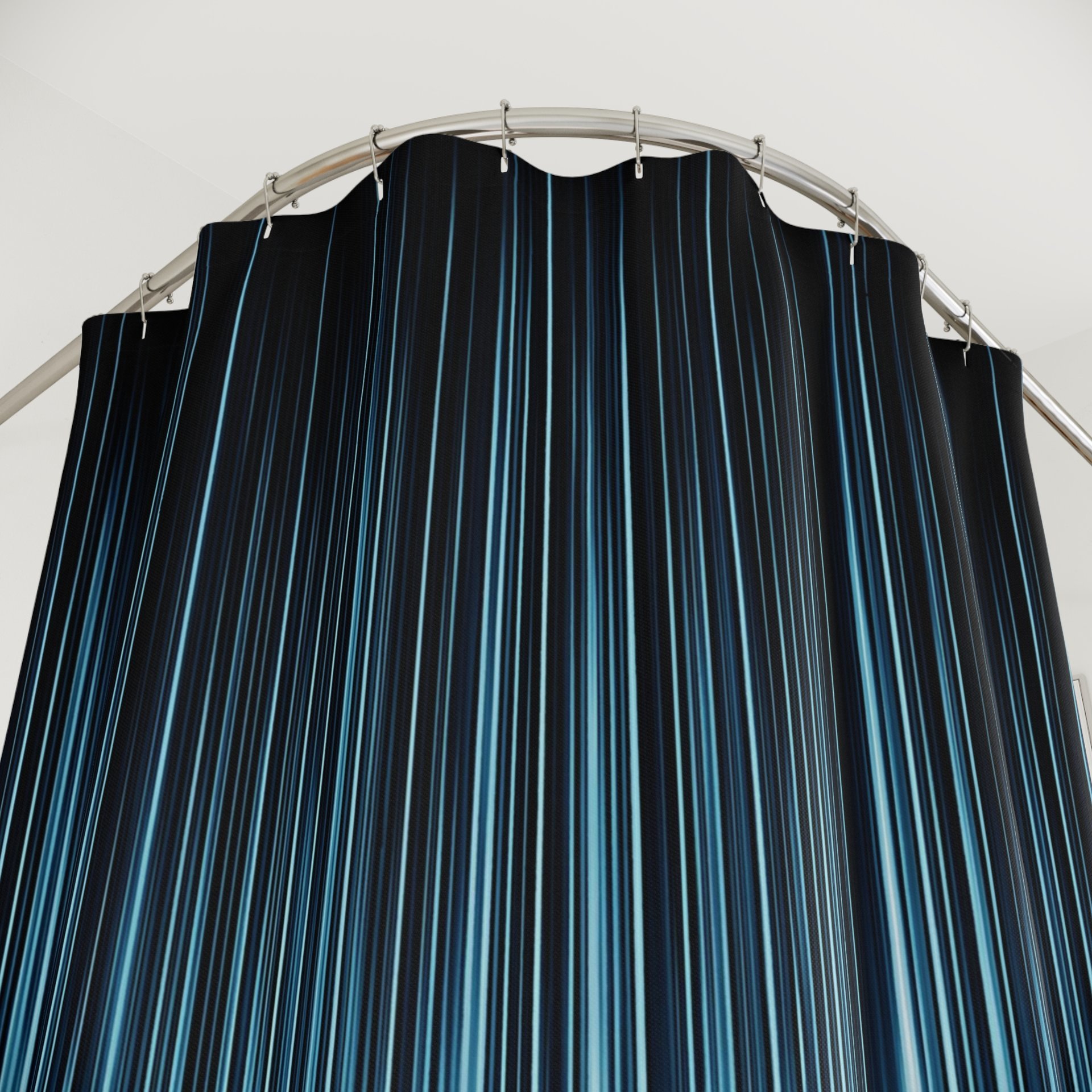 Ombré Waterfall Shower Curtain showing button hole top