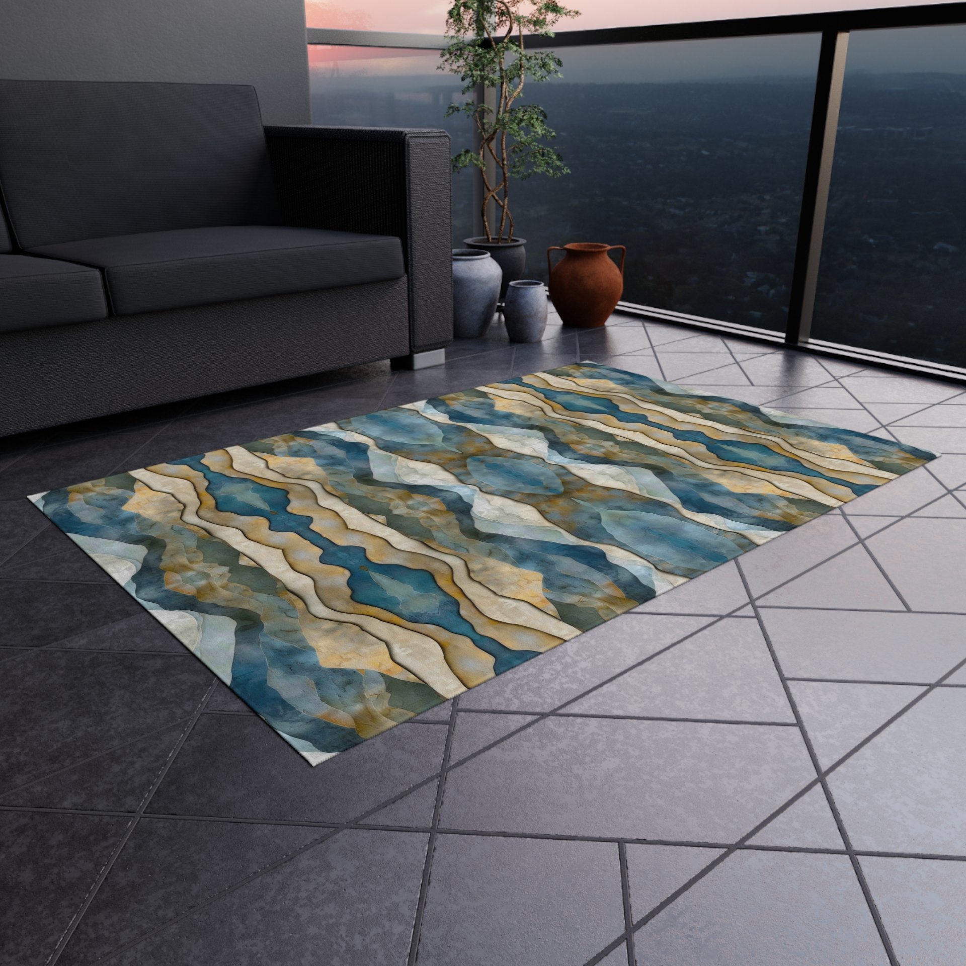 Wavy Stripes Area Rug — Indoor or Outdoor