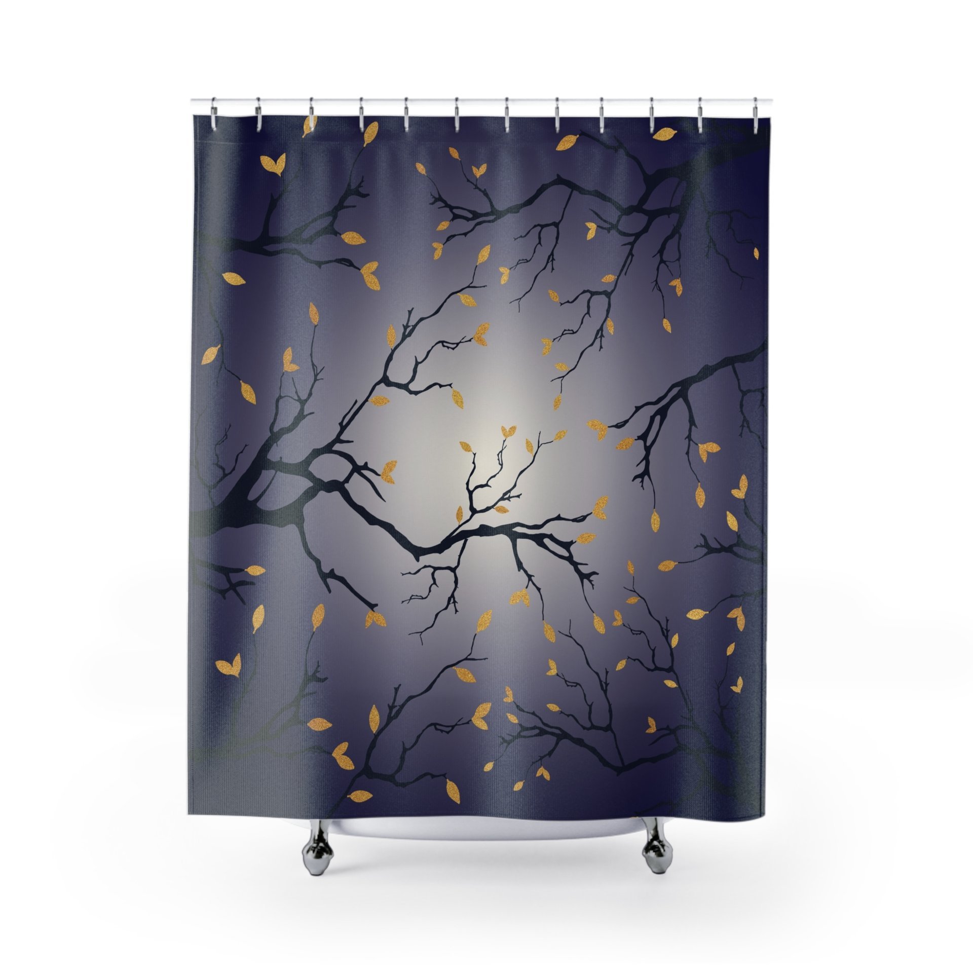 Moonlit Sky Shower Curtain, Navy Blue and Cream Ombré