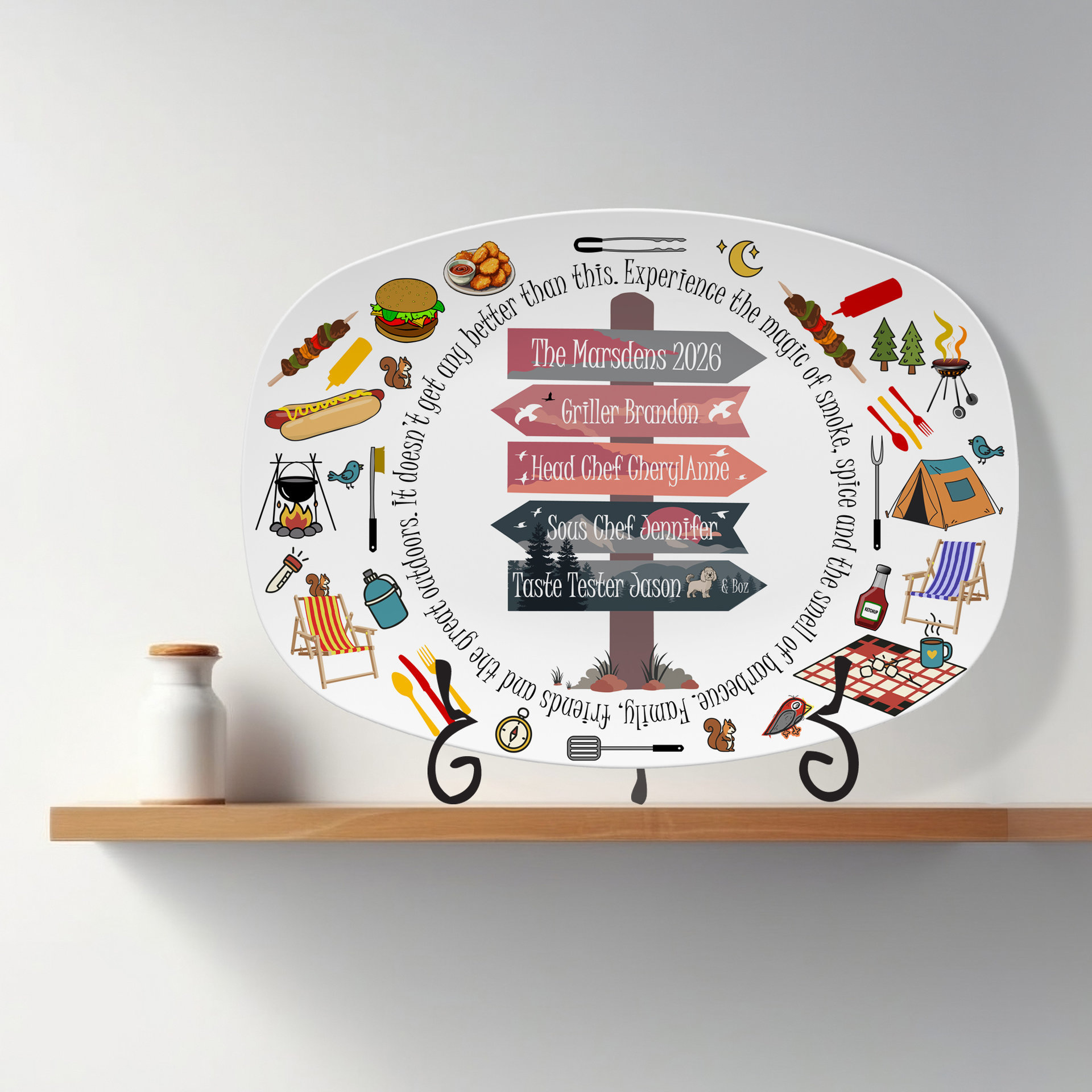 Personalized Family Camping Plastic Serving Platter