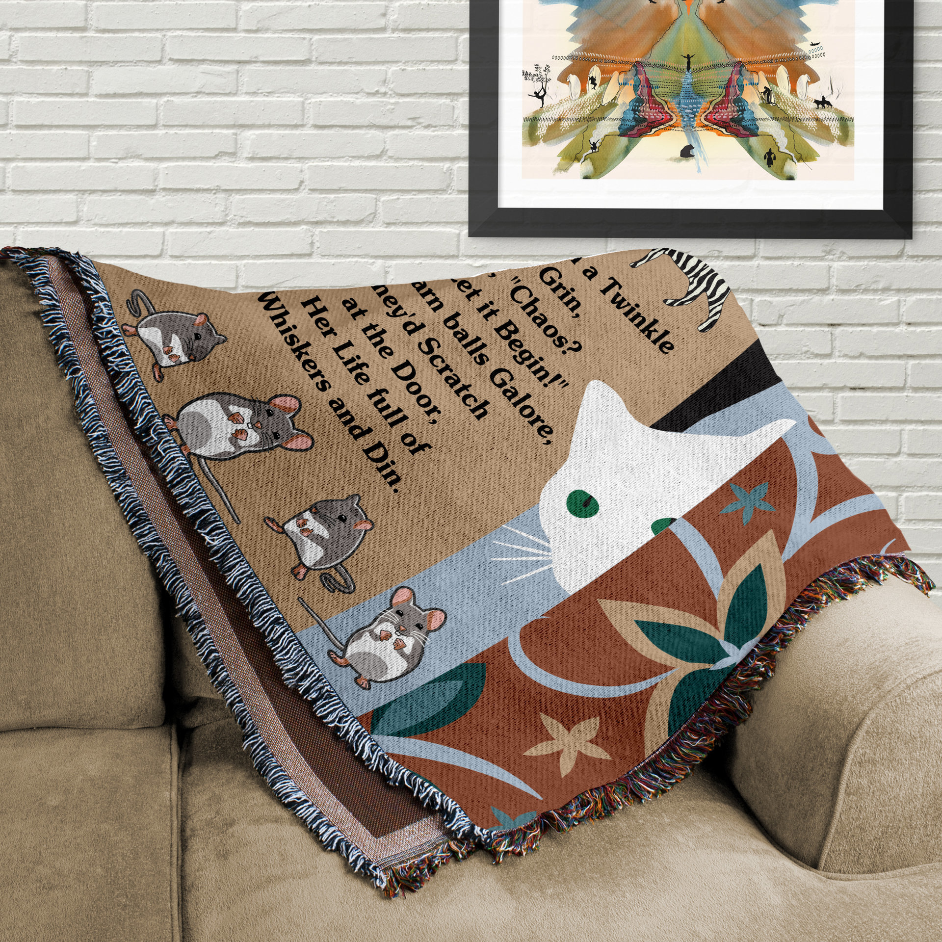 Folded banket on a couch.