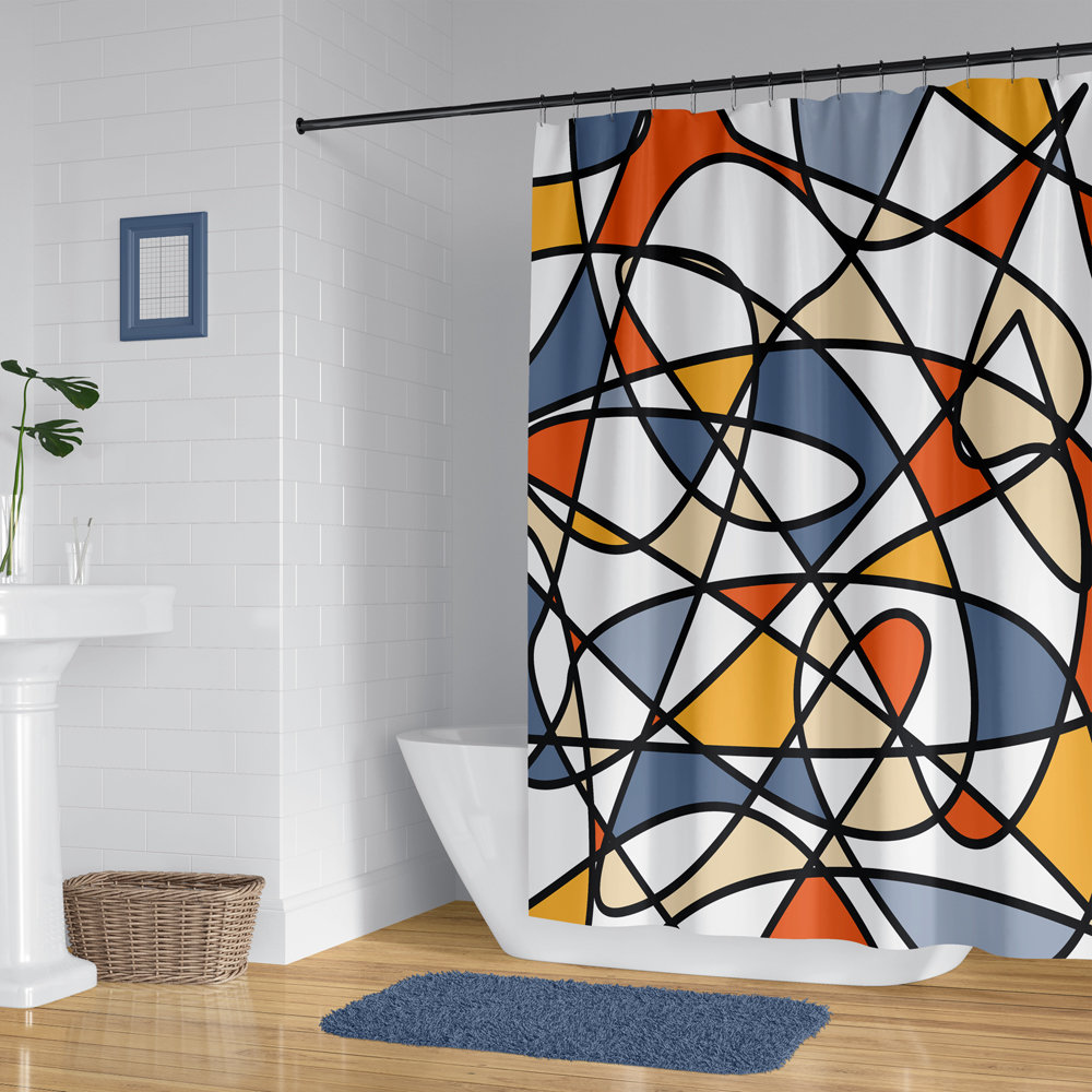 Mid-Century Modern Doodle Art Shower Curtain