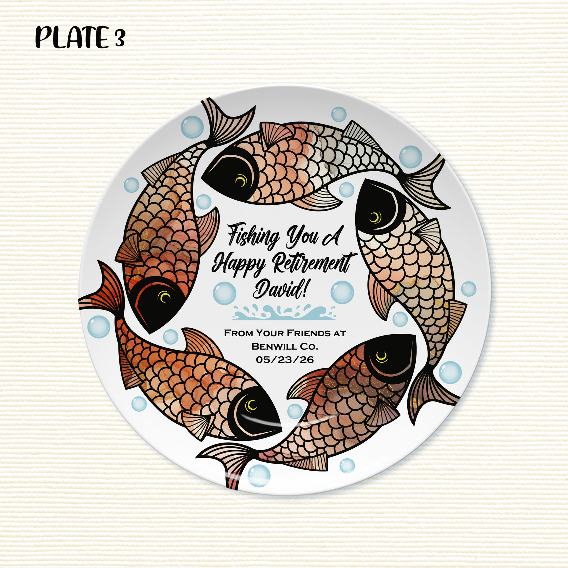 Personalized Coworker Retirement Gift Plate for a Fisherman