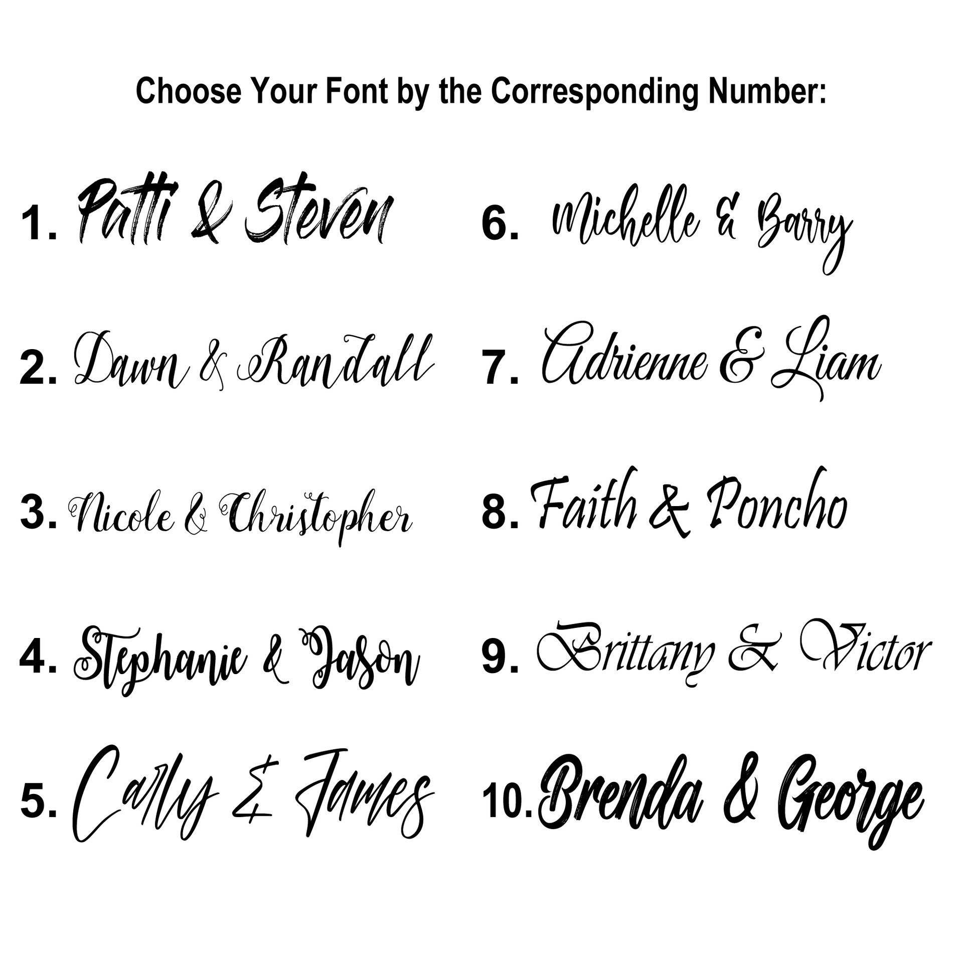 Available fonts to choose from