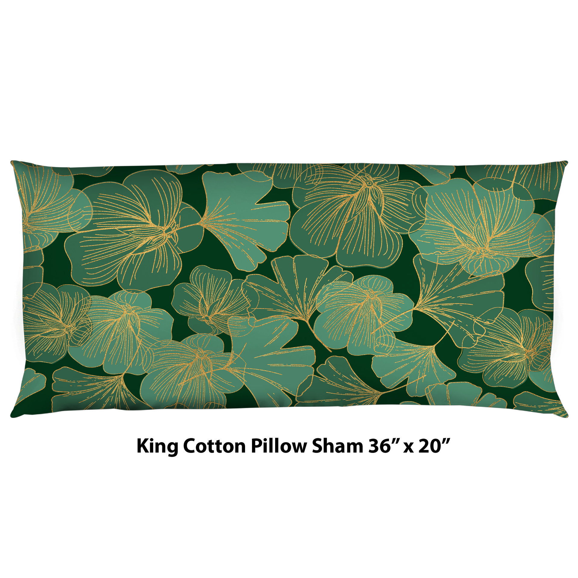 Green and Gold Asian Leaf Bedding, Cotton or Poly