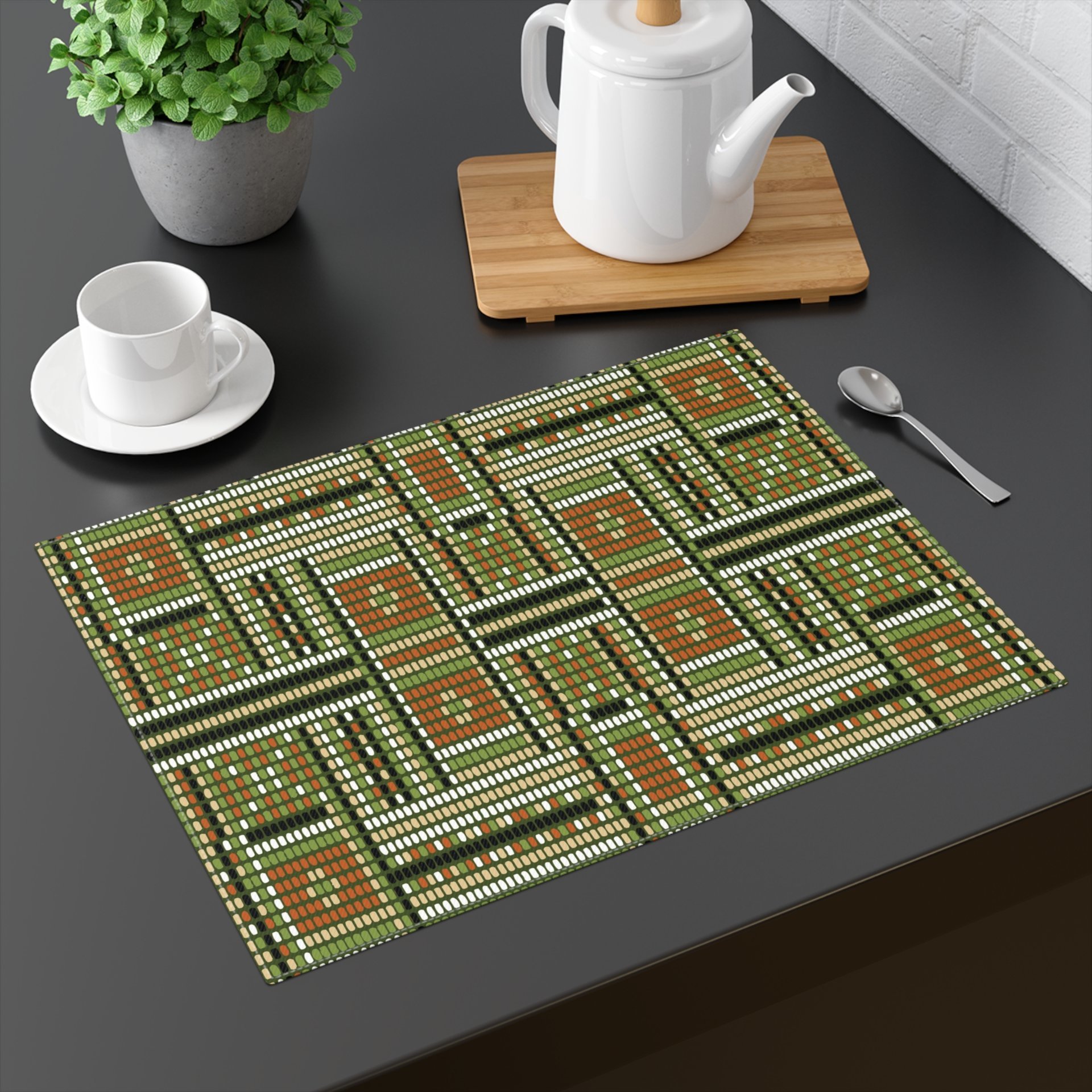 Beadwork Cotton Placemat, Ethnic Tribal Weave Design
