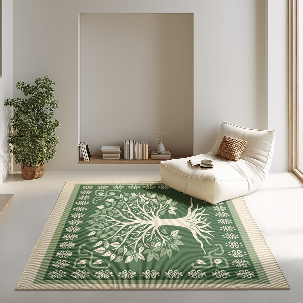 Celtic Tree of Life Rug in green and beige