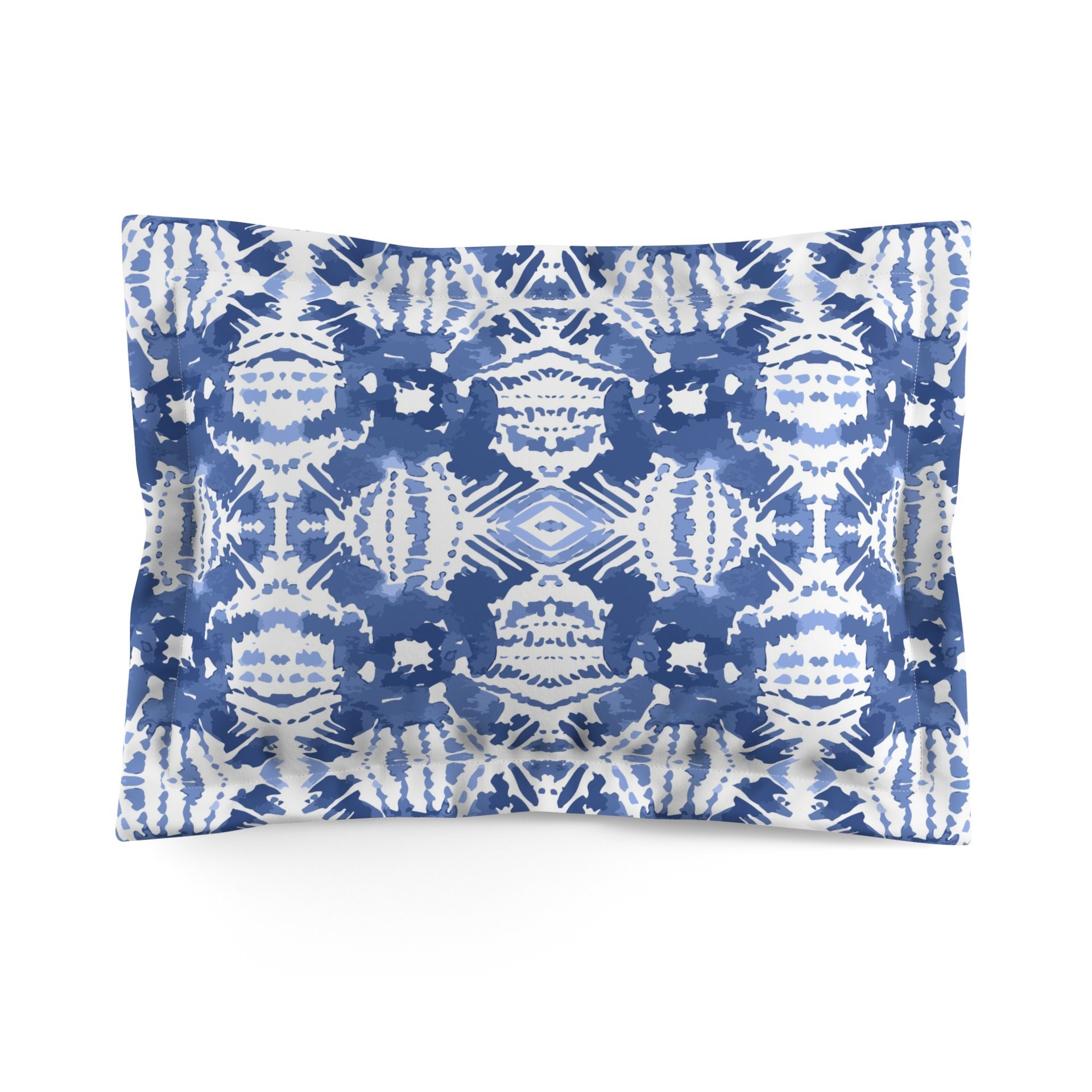 Blue Ikat Pattern standard pillow sham