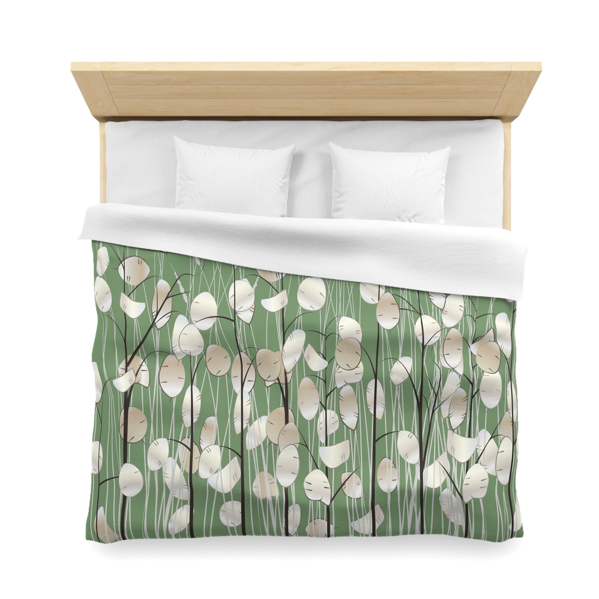 Olive Green Botanical Bedding, Cotton or Poly