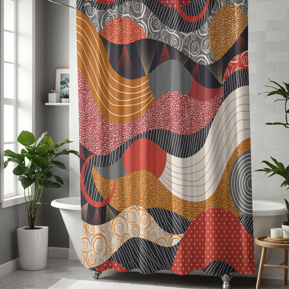 Multicolor Abstract Shapes Modern Art Shower Curtain