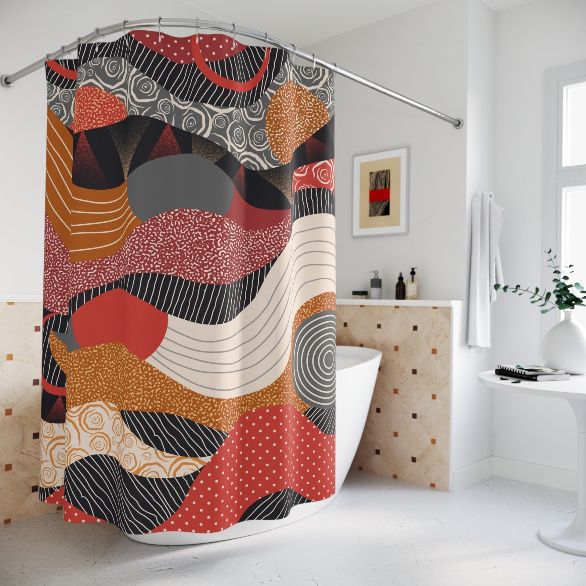 Multicolor Abstract Shapes Modern Art Shower Curtain