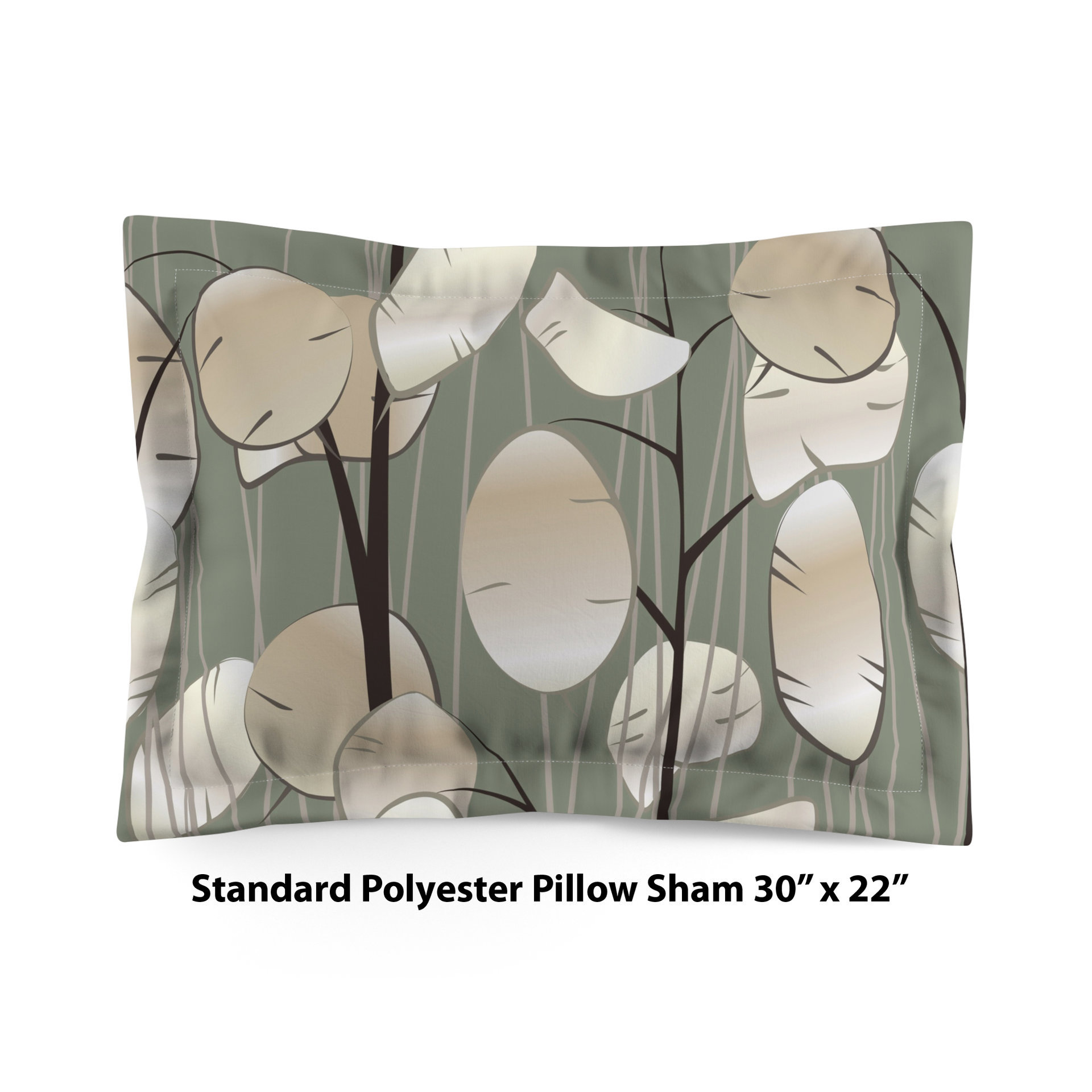 Sage Green Botanical Bedding, Cotton or Poly