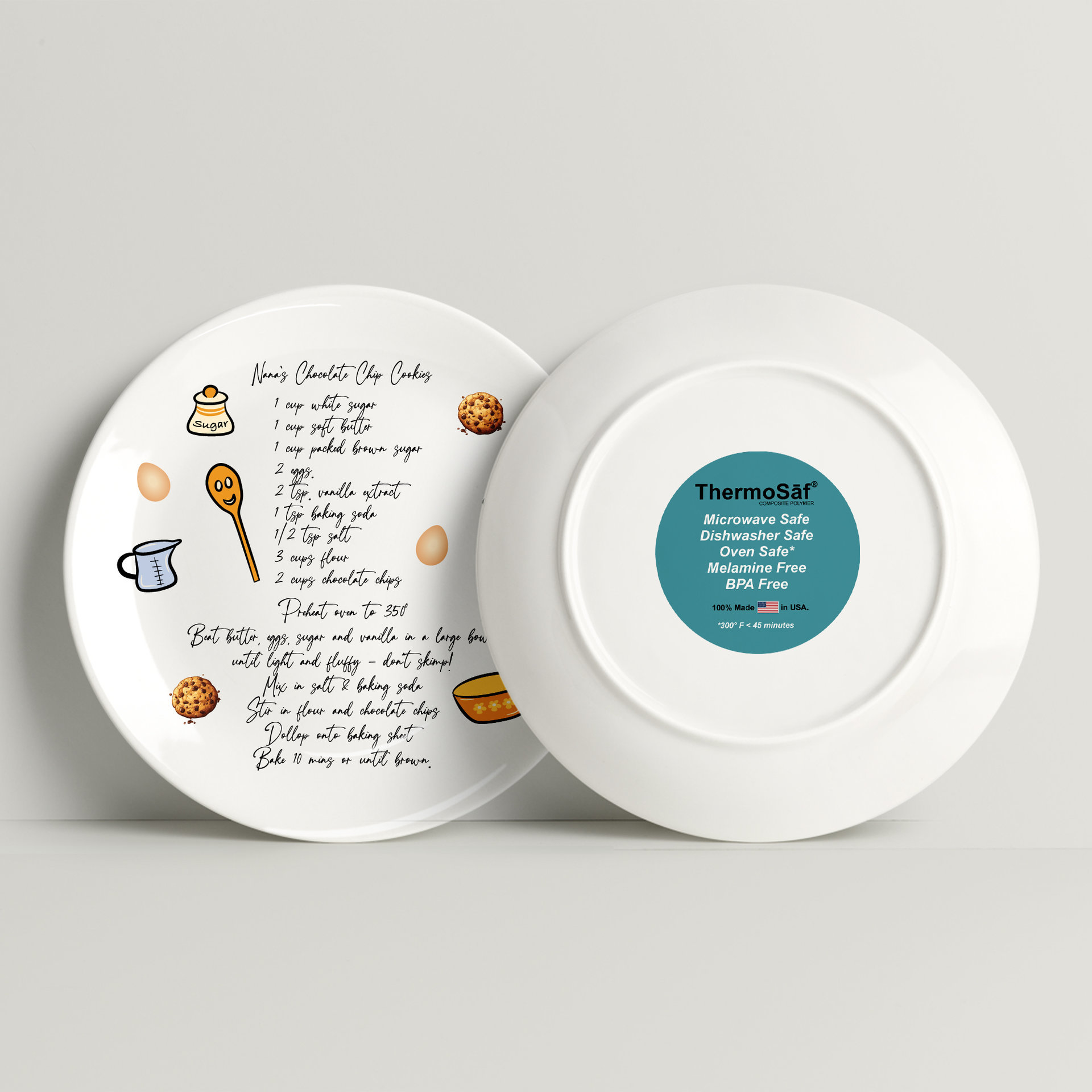 Personalized Handwritten Recipe Gift Plate, front and back