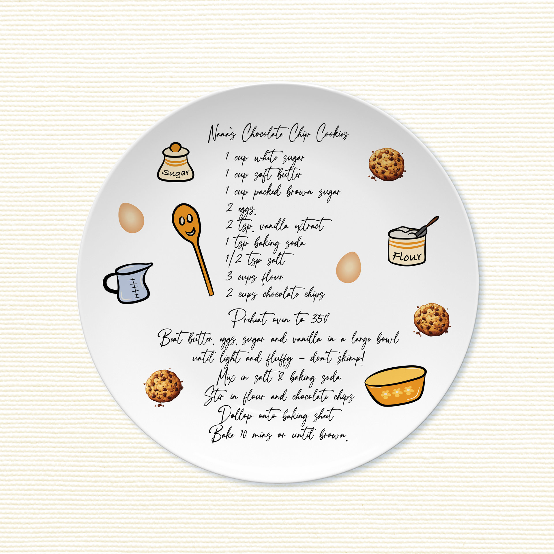 Personalized Handwritten Recipe Gift Plate