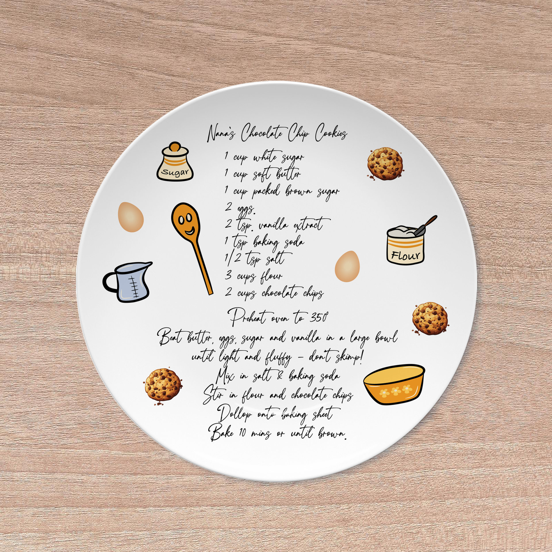 Personalized Handwritten Recipe Gift Plate