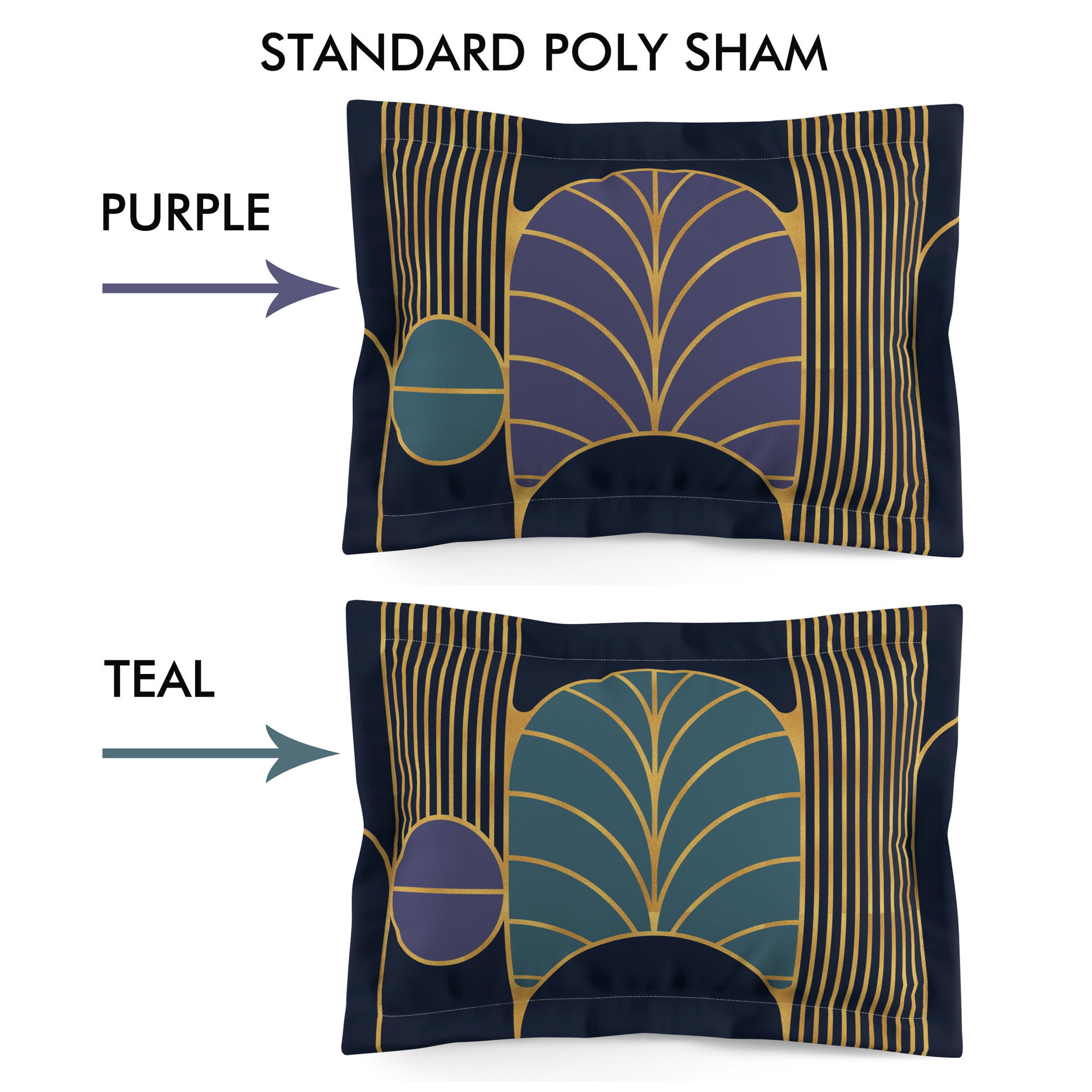 Navy Blue Art Deco Bedding, Poly or Cotton Comforter or Duvet Cover, Pillow Shams