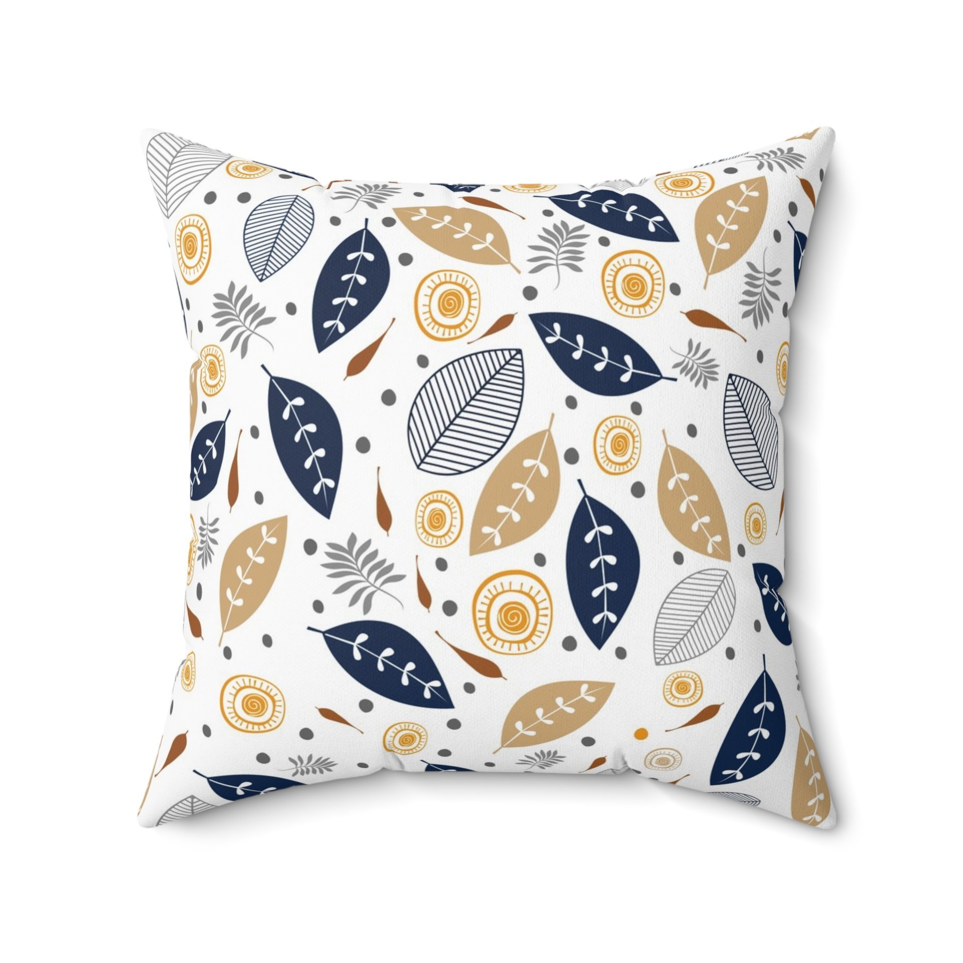White pillow with botanical design