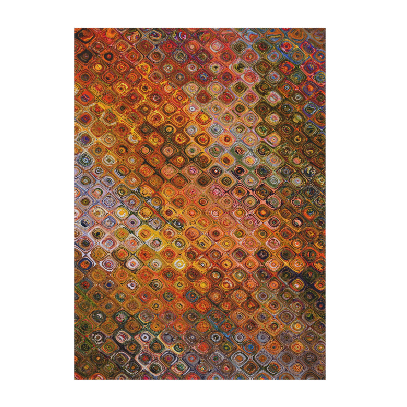 Colorful Boho Rug, Orange Mosaic Pattern