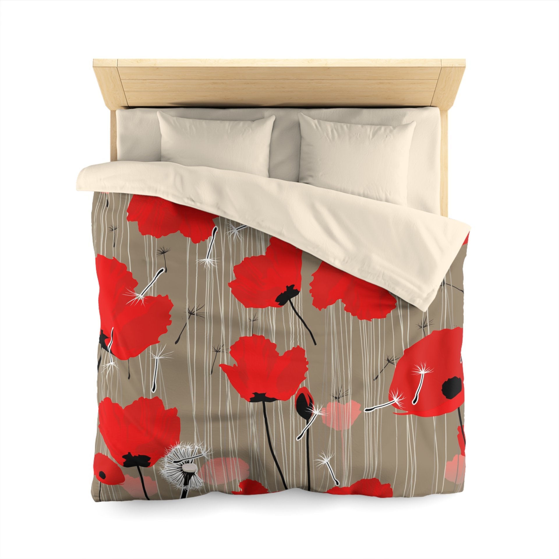 Red poppies queen duvet cover, polyester