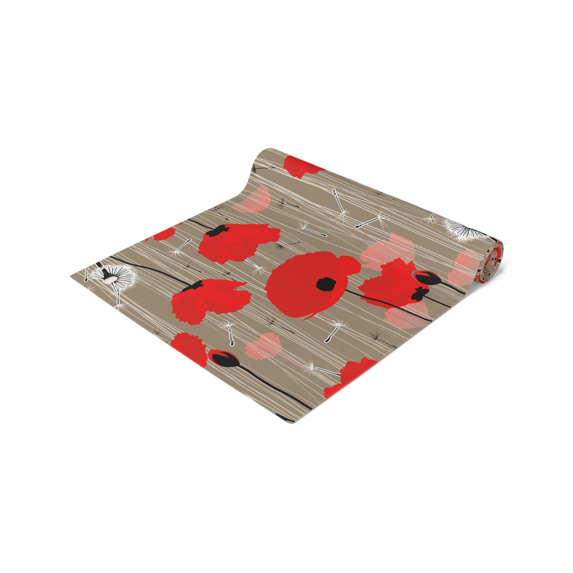 Red Poppies Table Runner rolled up view