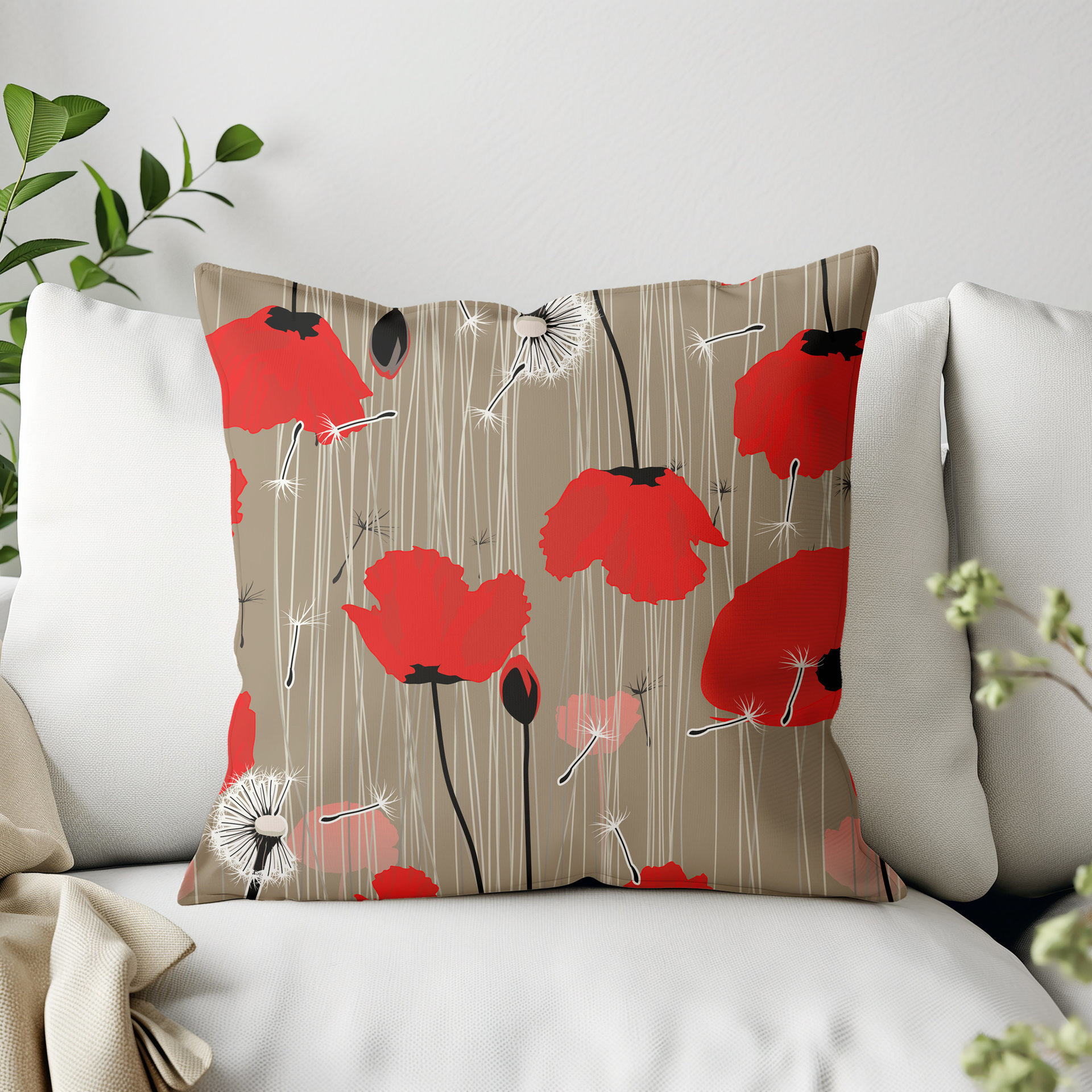 Red Poppy Pillow Indoor