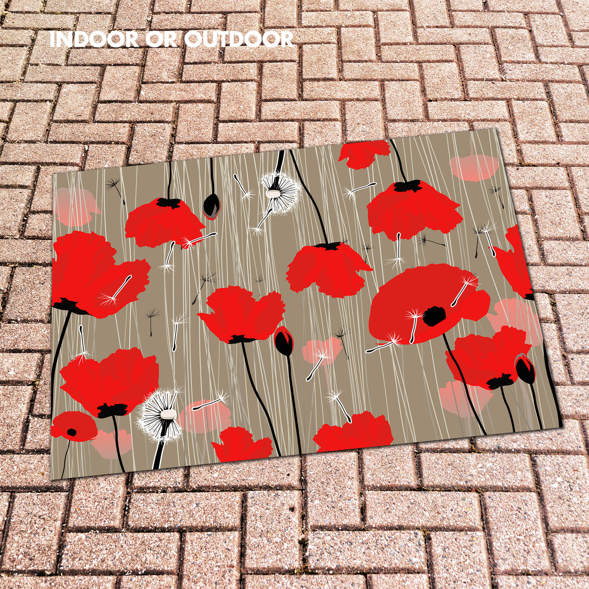 Red Poppy Rug, Indoor or Outdoor