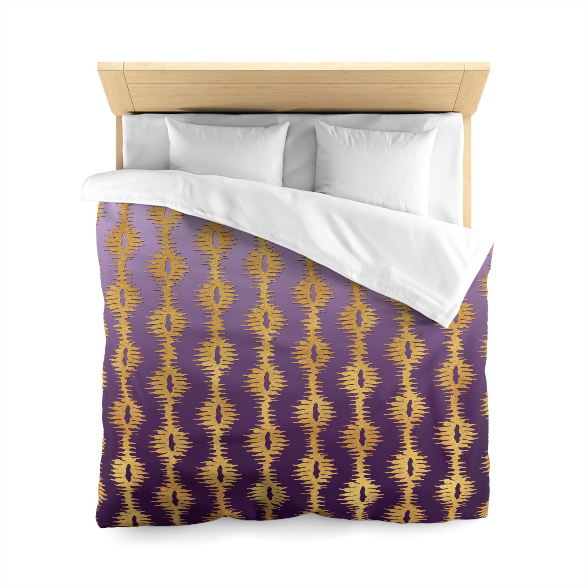 Purple Ombré and Gold Stripes queen duvet cover