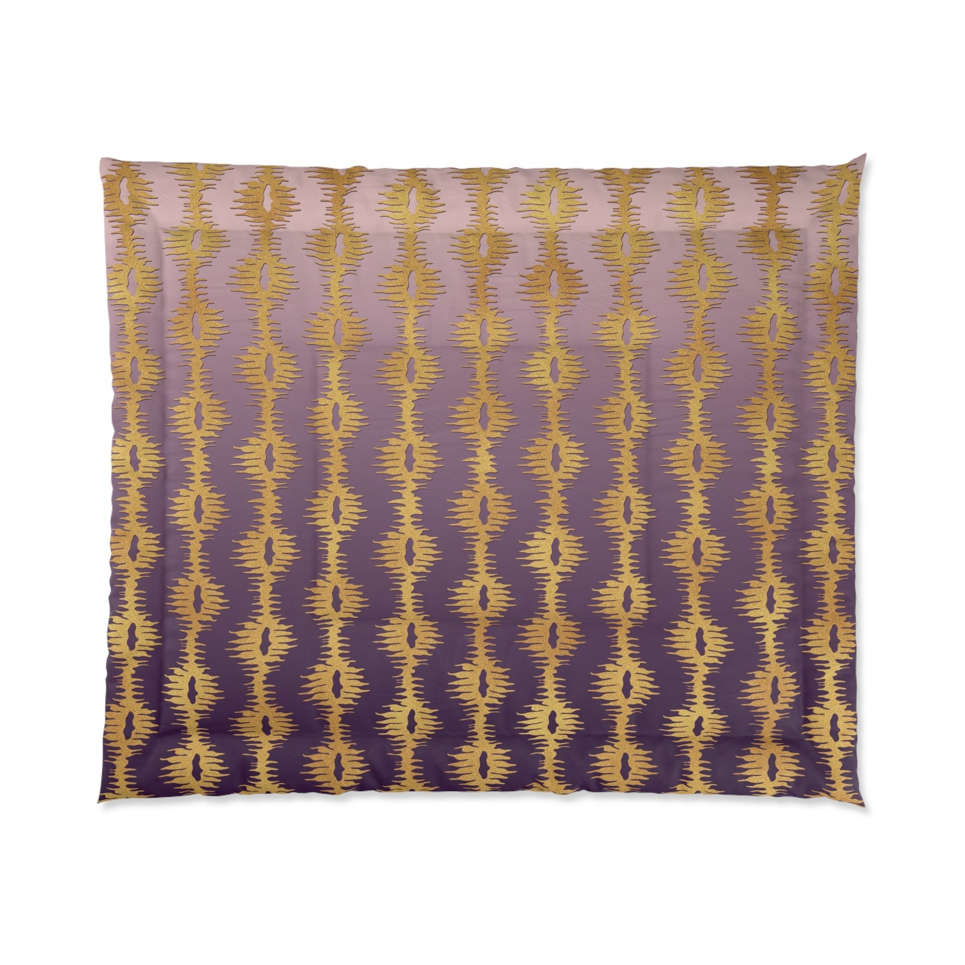 Purple Ombré and Gold striped king comforter