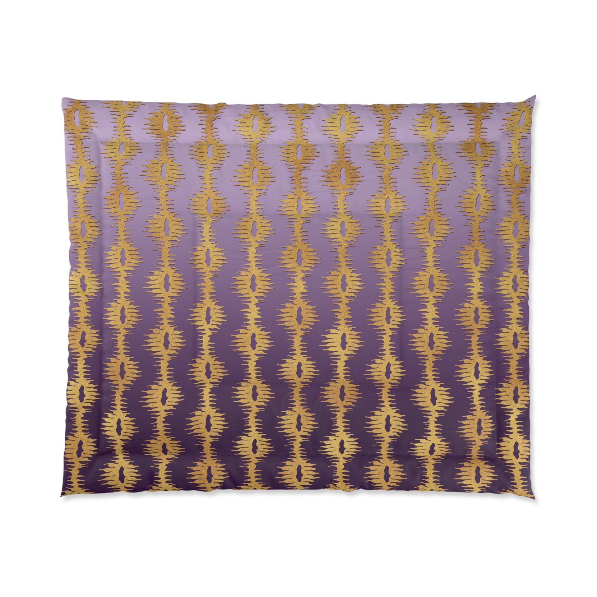 Purple Ombré and Gold Stripes king comforter