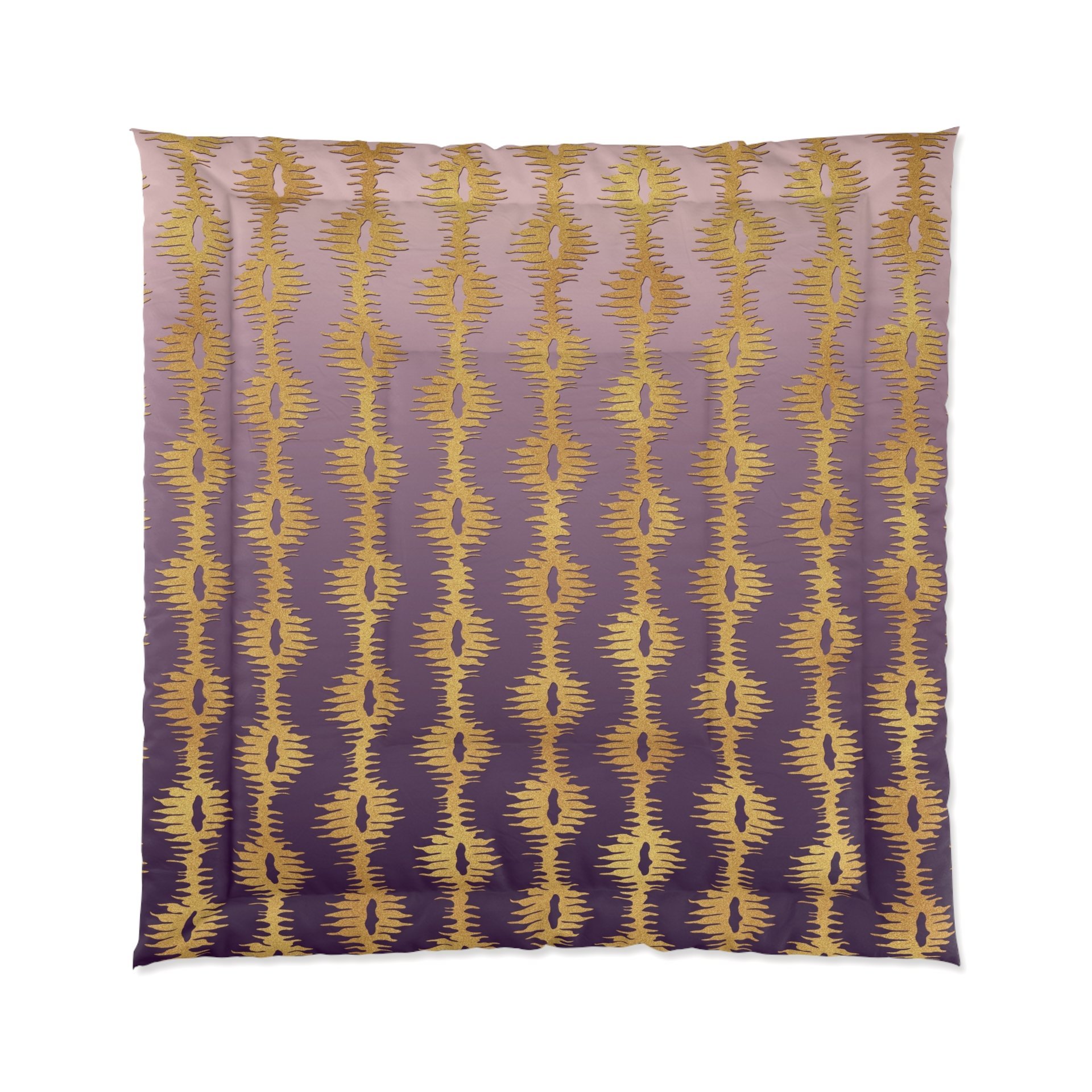 Purple Ombré and Gold striped queen comforter