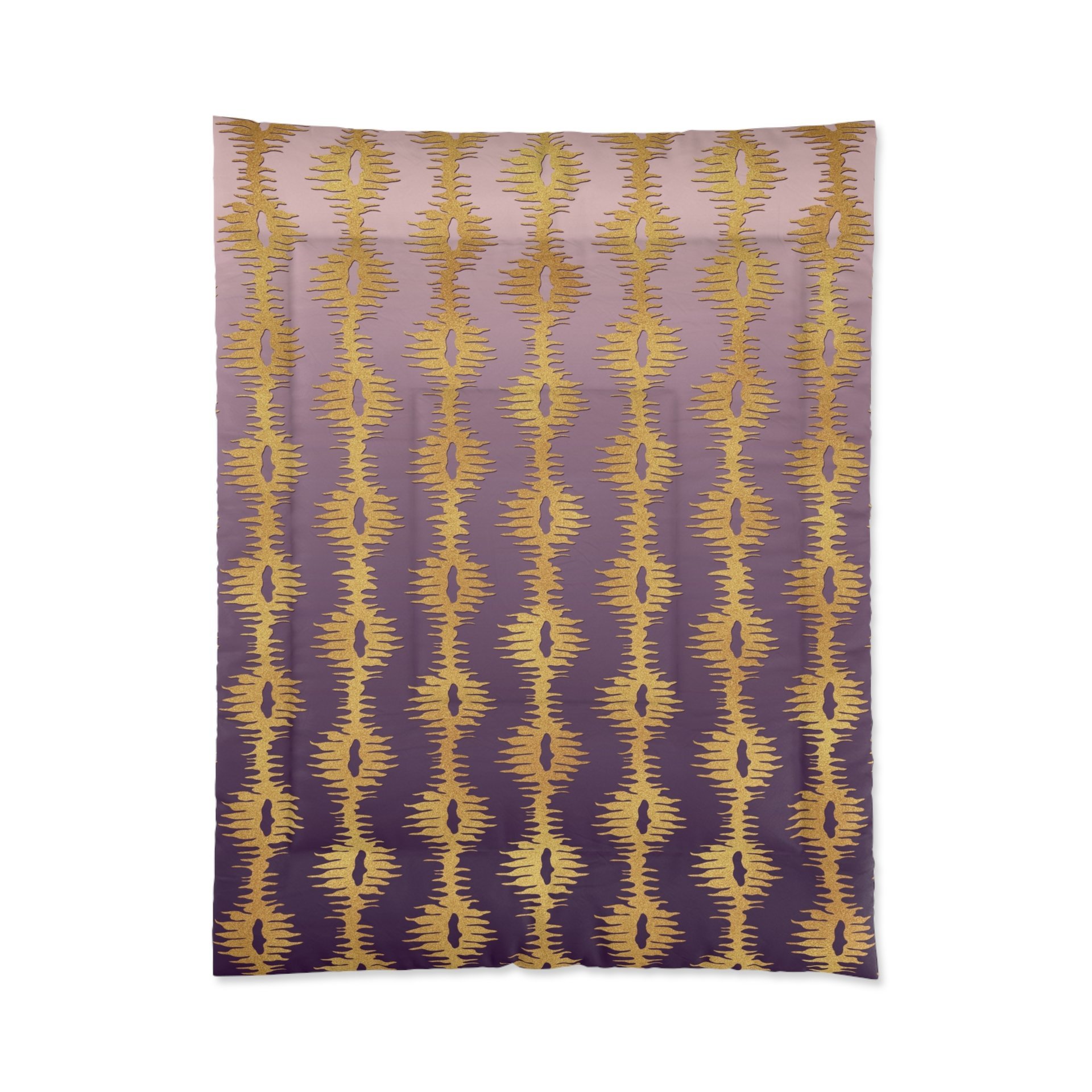 Purple Ombré and Gold striped twin comforter