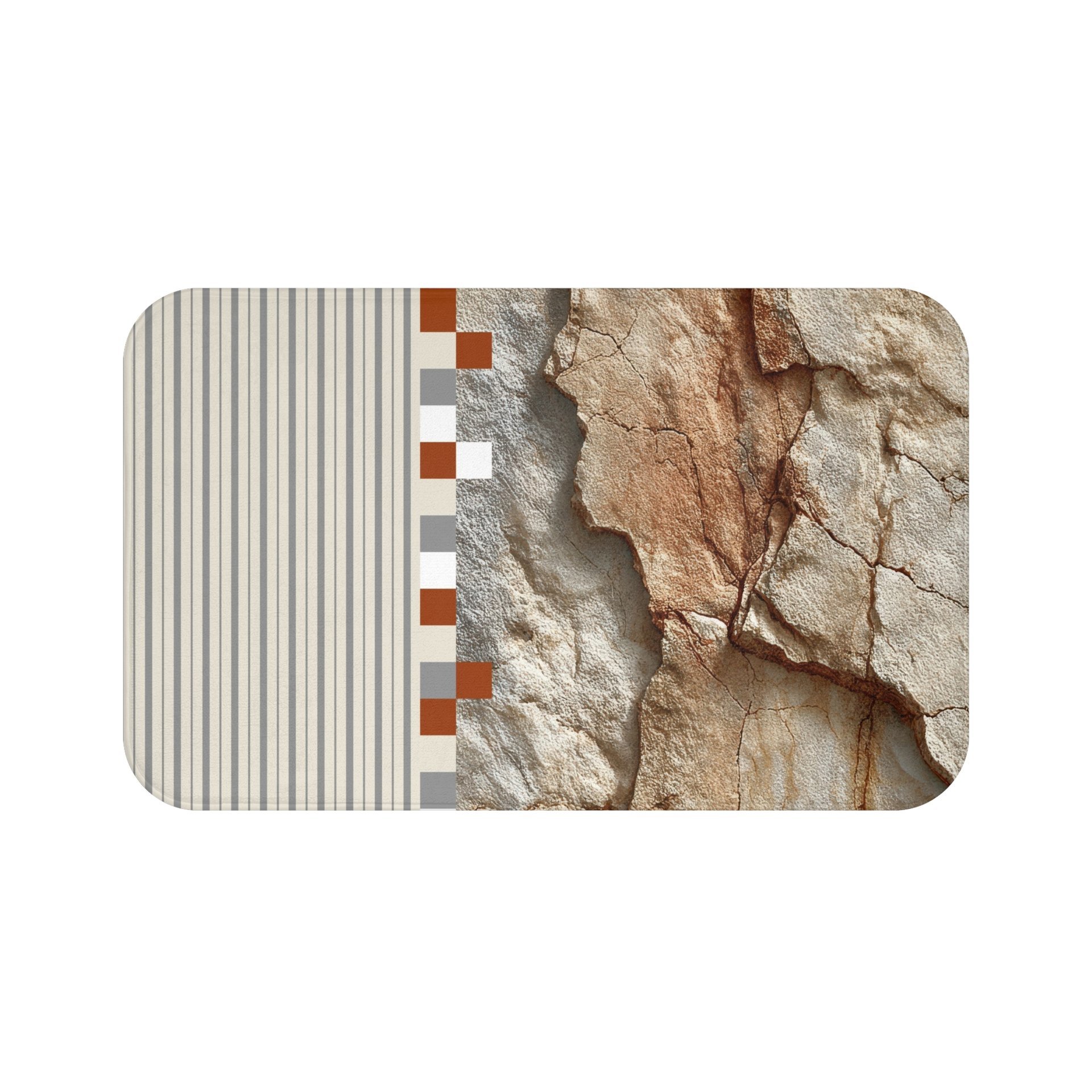 Rustic Rock and Stripe Bath Mat Large