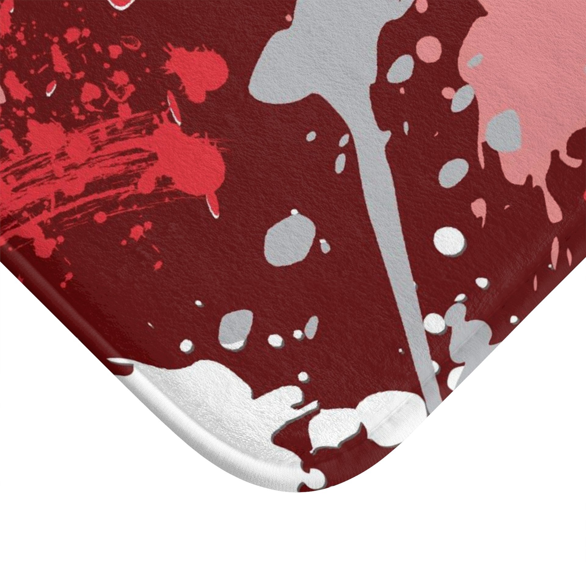 burgundy paint patter bath mat corner