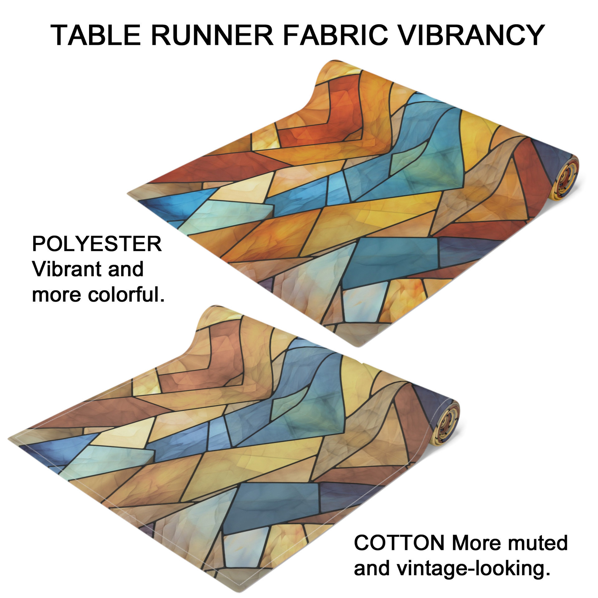 Southwestern Stained Glass Eagle Table Runner fabric differences