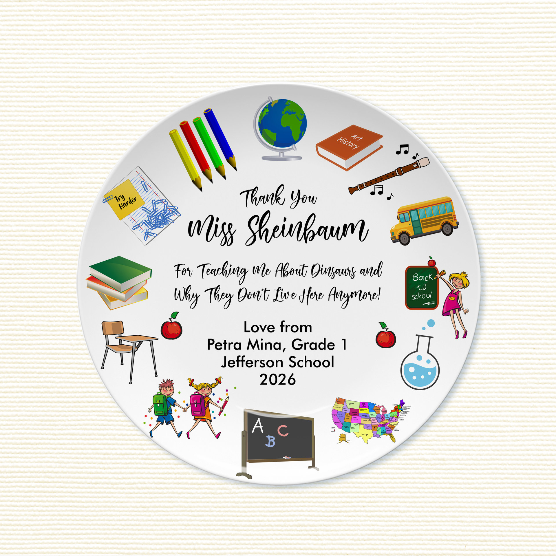 Personalized Teacher Appreciation Gift Plate