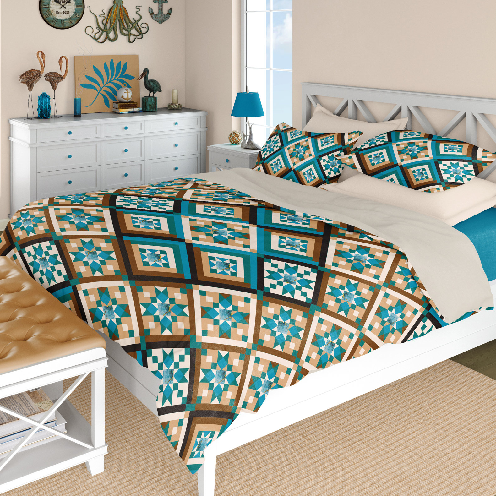 Southwestern Diamond Pattern queen duvet cover Bedding Set