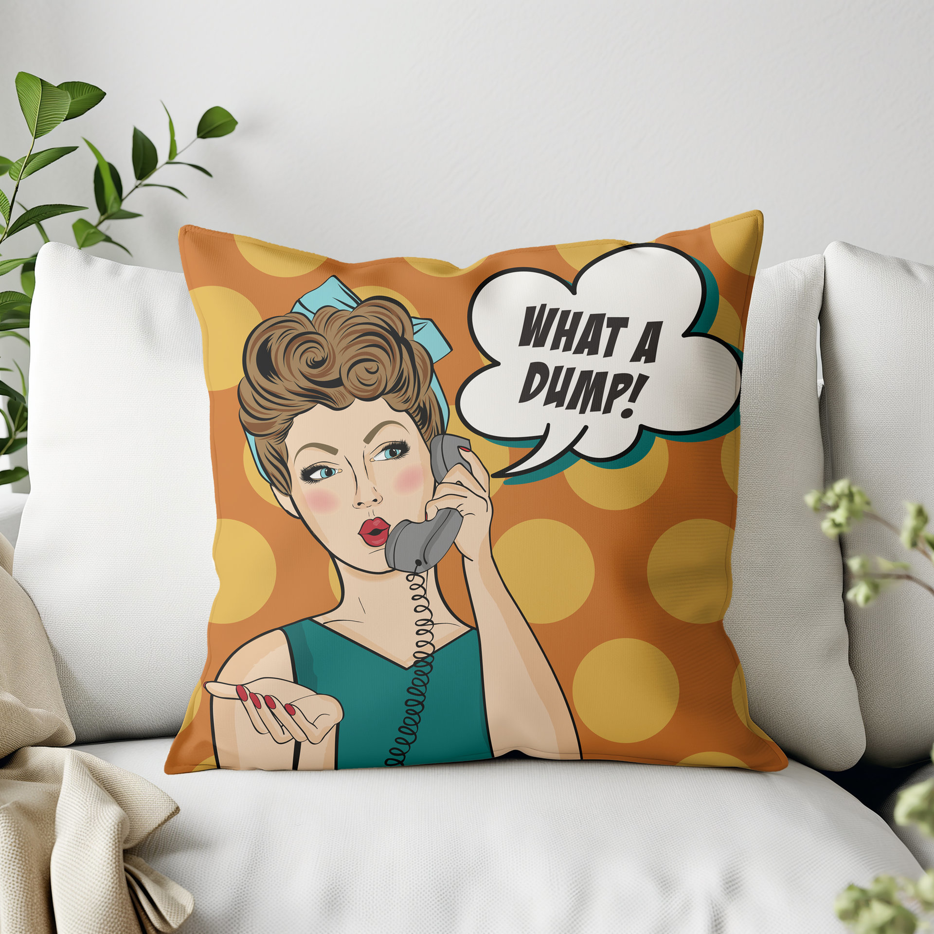 Whimsical Pop Art Pillow, Funny Gag Decor